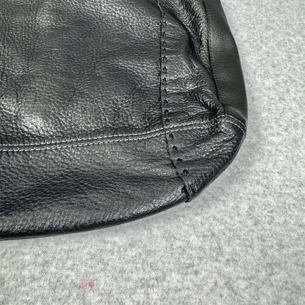 the Sak Womens Black Leather Hobo Shoulder Bag Zip Top Slouch Purse Medium